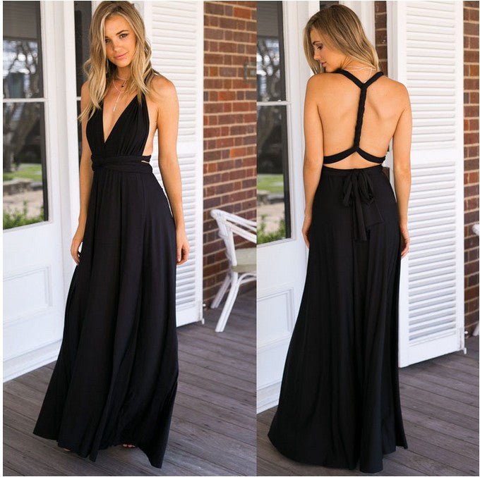 Hot-Selling Multi-Way Multi-Strap Cross Backless Sexy Bandage Long Dress Gown