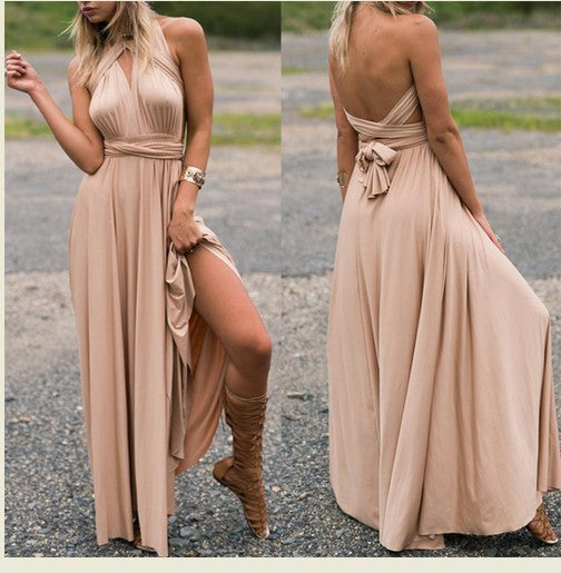 Hot-Selling Multi-Way Multi-Strap Cross Backless Sexy Bandage Long Dress Gown