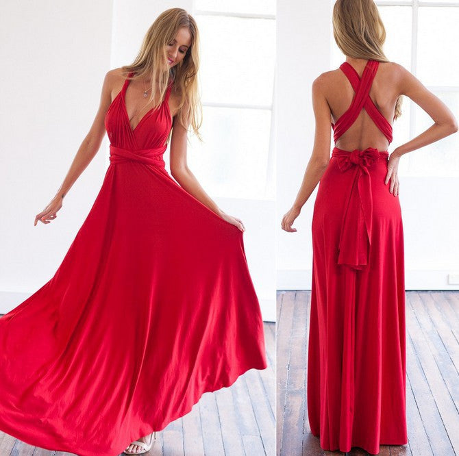 Hot-Selling Multi-Way Multi-Strap Cross Backless Sexy Bandage Long Dress Gown